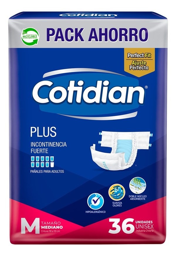 Cotidian Toallas Incontencia Fuerte Plus Talle M | 36 Unidades