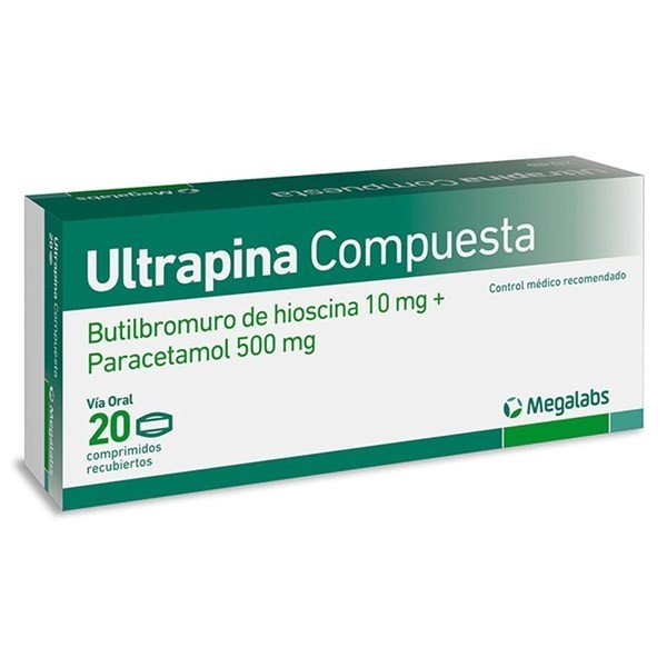 Ultrapina Compuesta | 20 comprimidos | Paracetamol + Butilbromuro de hioscina #1